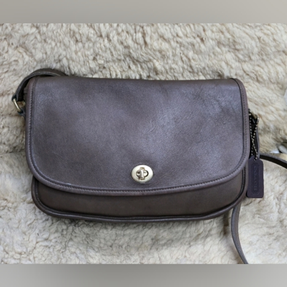 Vintage Coach 9790 City Bag, TAUPE BROWN Leather Crossbody Shoulder Purse
